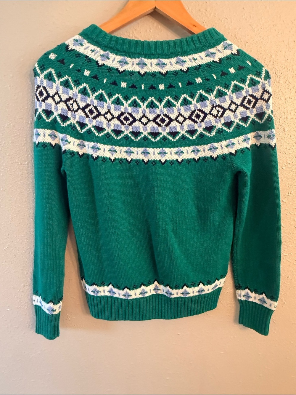 NWT J. Crew Fair Isle Cotton Green Sweater XXS - Picture 4 of 7